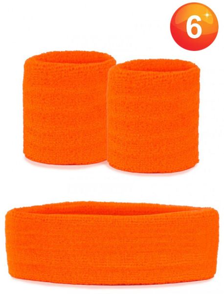 6 Sets van polsbandjes en hoofdbandje neon oranje
