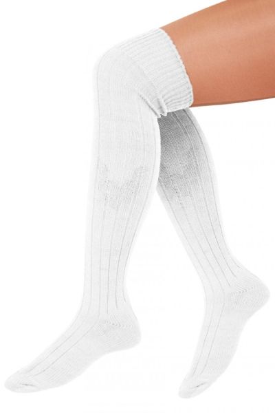 Paar Lange witte sokken gebreid