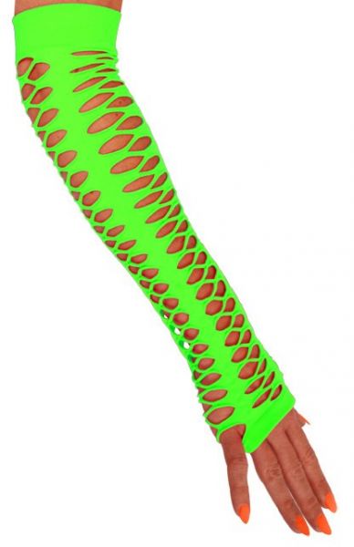 Handschoenen vingerloos grote gaten fluor groen