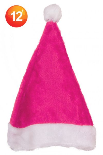 Roze Kerstmuts met Pompom en Pluche rand