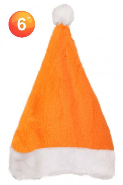 Oranje Kerstmuts met Pompom en Pluche rand