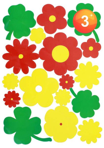 Raamsticker bloemen rood geel groen