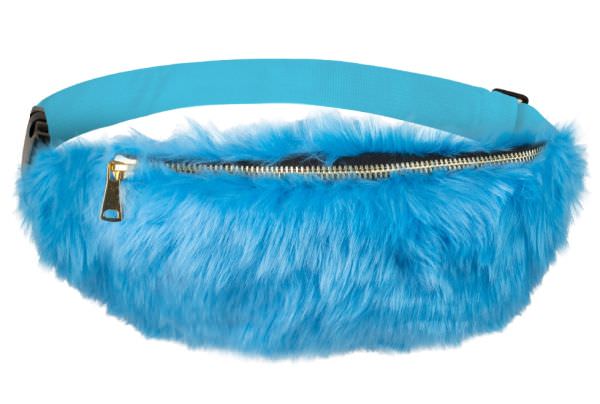 Stijlvolle lichtblauw bont heuptas met riem