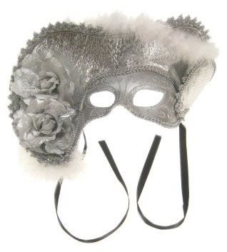 Venetiaanse hoed met oogmasker zilver met hoed