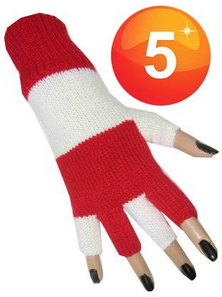 Vingerloze handschoenen rood wit gestreept