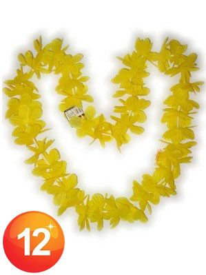 Hawaii halsketting geel slinger kransen 12 stuks