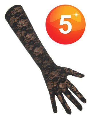 Lange handschoen met kant zwart