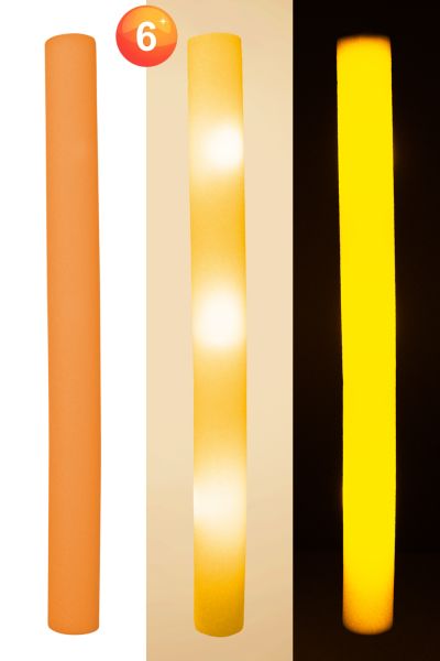 6x Foam stick LED licht oranje - Holland Orange festival thema feest party disco led verlichting