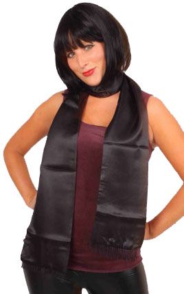 Sjaal van zwart satijn 180cm