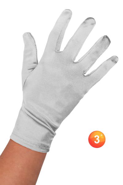 Korte operahandschoenen zilver satijn