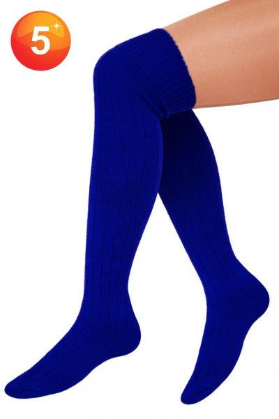 5 Paar Lange blauwe sokken gebreid