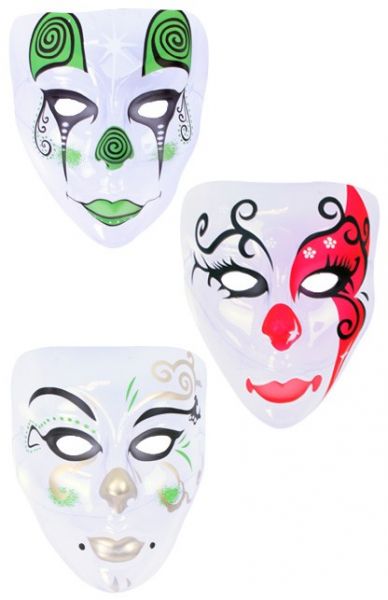 Masker Pierrot gekleurd transparant