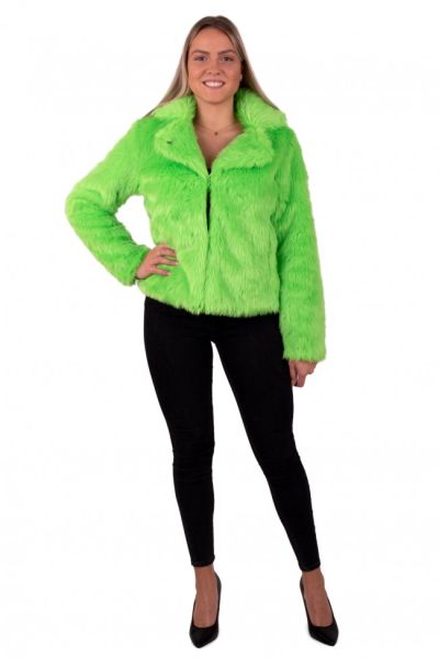 Carnavalsjas dames fluo neon groen bont