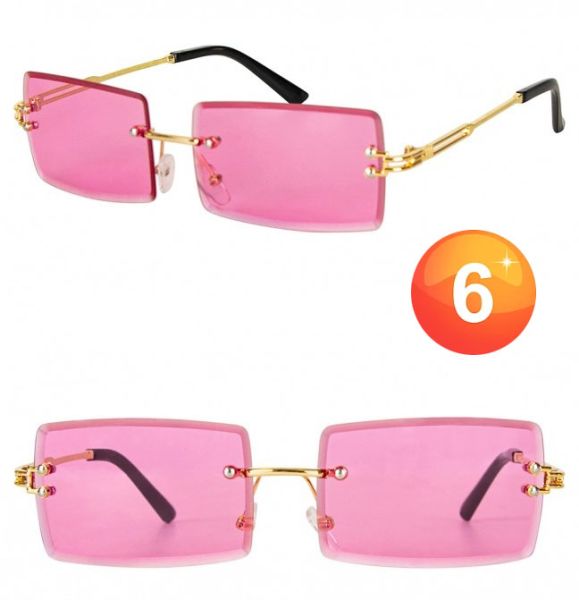Retro vintage rechthoekige roze zonnebril