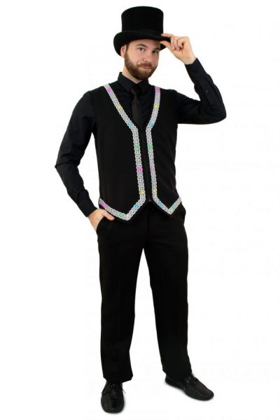 LED gilet voor heren carnavalsgilet met zilver biezen