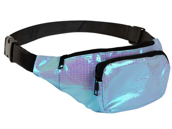 Heuptasje Slangenleer print blauw schoudertas