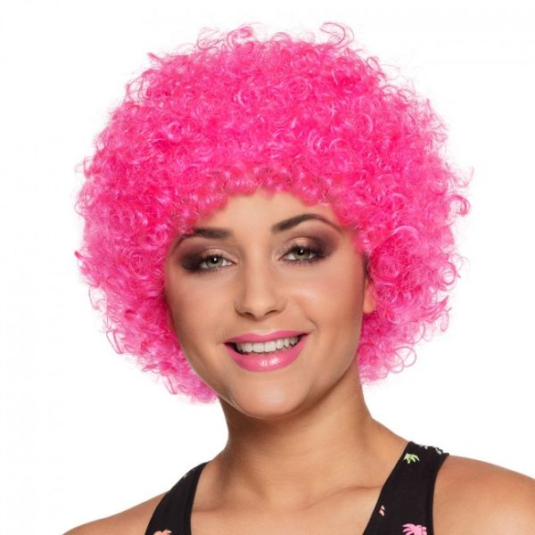 Fluor Pop Pruik Pink Roze