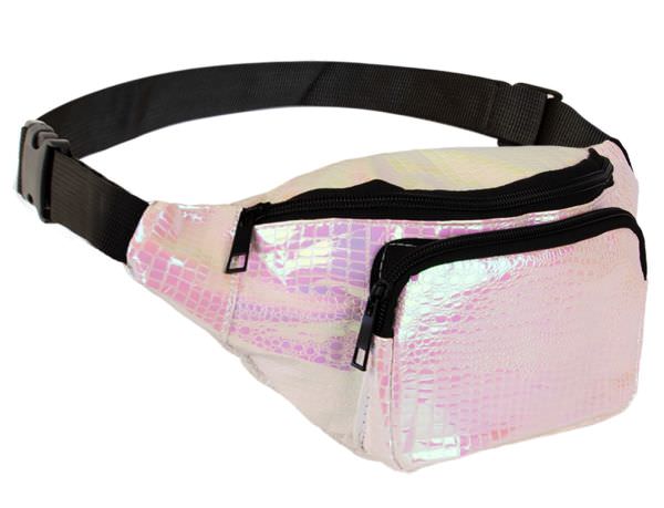 Heuptasje Slangenleer print wit schoudertas