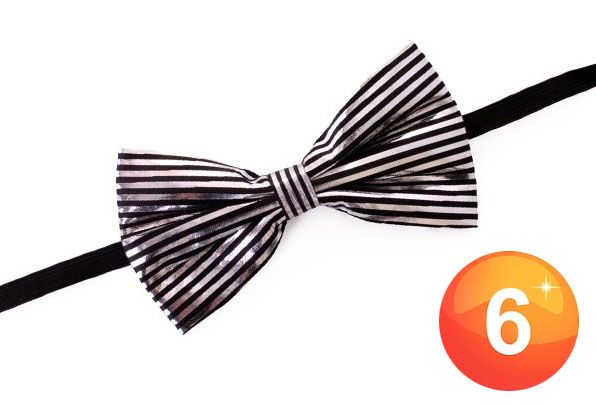Silver black striped bow tie