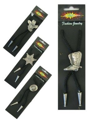 Cowboy-bolostrop – Westernstrop – Zwart gevlochten koord met metalen hanger