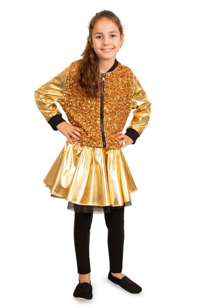Meisjes jasje pailletten metallic goud