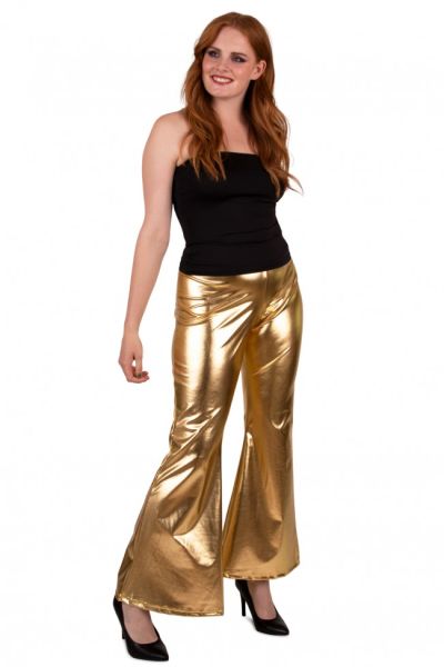 Disco Flared broek in metallic goud