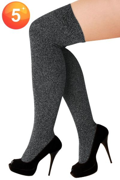 Stay-up kousen lurex zilver