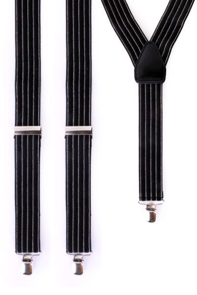 Gangster bretels zwart met grijze streep