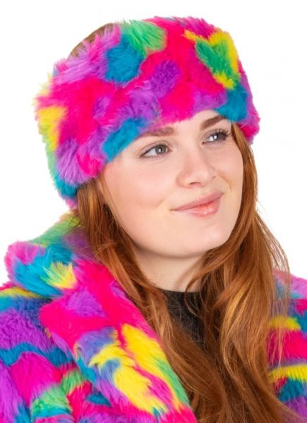 Fluffy Festival hoofdband in regenboogkleuren