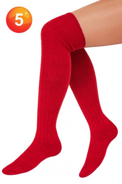 Lange rode sokken gebreid