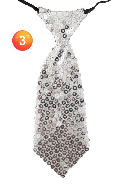 Korte stropdas met zilver pailletten