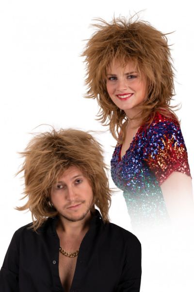 Bruine Gemengde Punk Idool 80s Rockster Pruik