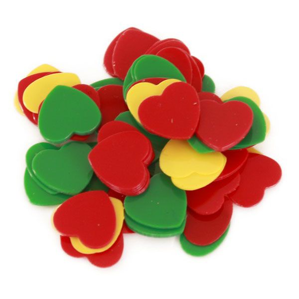 Carnaval Confetti hartjes 6 mm rood geel groen