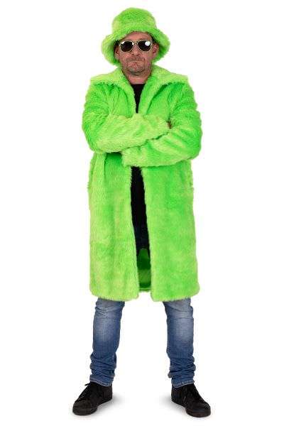 Lange jas fluo neon groen bont