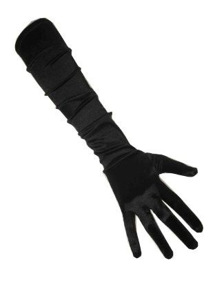 Zwarte satijnen handschoenen