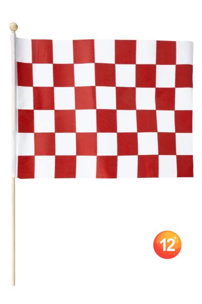 Polyester zwaaivlaggetje rood wit geblokt Brabant