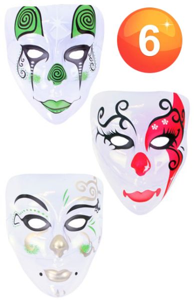 Masker Pierrot gekleurd transparant