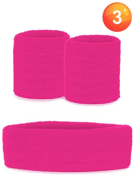 Set of wristbands and headband pink