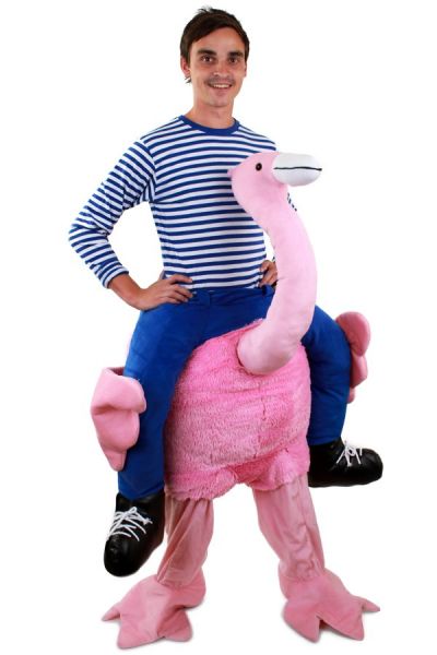 Grappig Piggyback kostuum gedragen door Flamingo