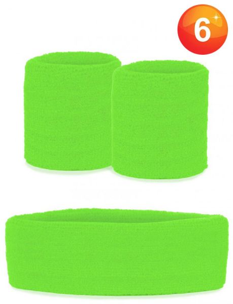Sets van polsbandjes en hoofdbandje neon groen