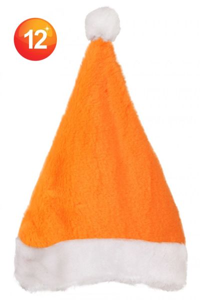 Oranje Kerstmuts met Pompom en Pluche rand