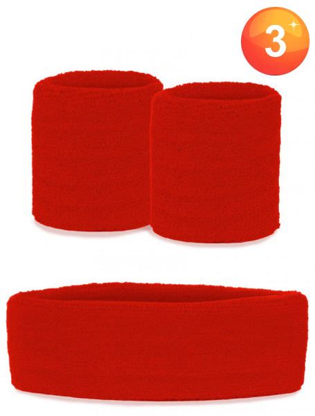 Set van polsbandjes en hoofdbandje rood