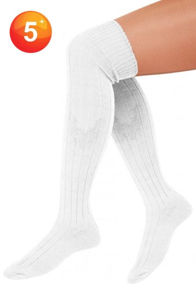 5 Paar Lange witte sokken gebreid
