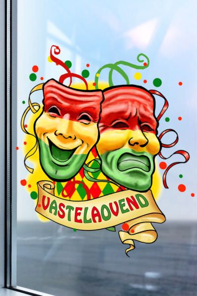 Vastelaovend raamsticker masker