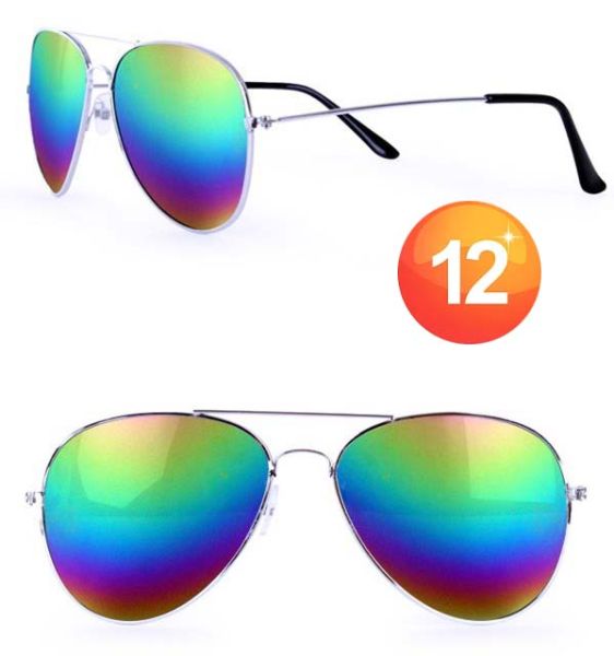 Pilotenbril met spiegelglas regenboog