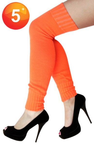 Knie over beenwarmers fluor oranje
