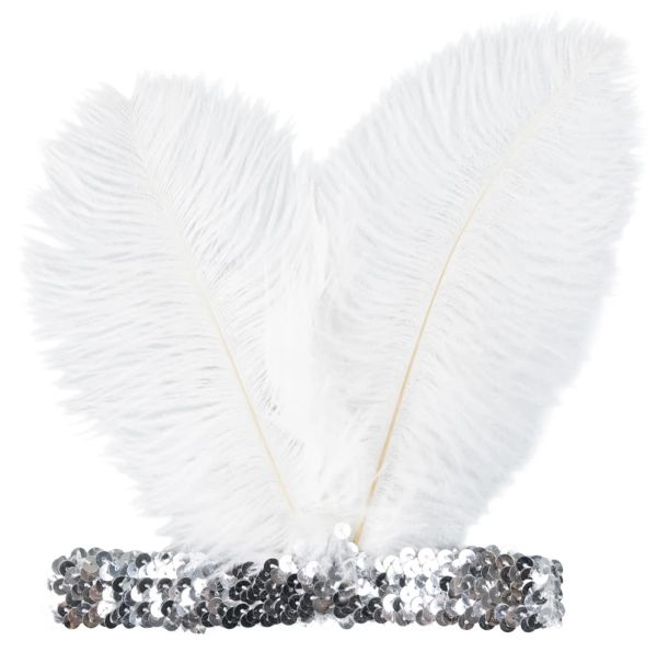 Charleston band wit zilveren pailletten