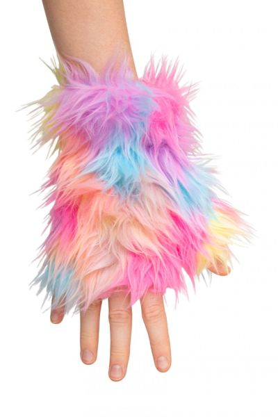 Fluffy Festival Handschoenen vingerloos in gemixte pastelkleuren
