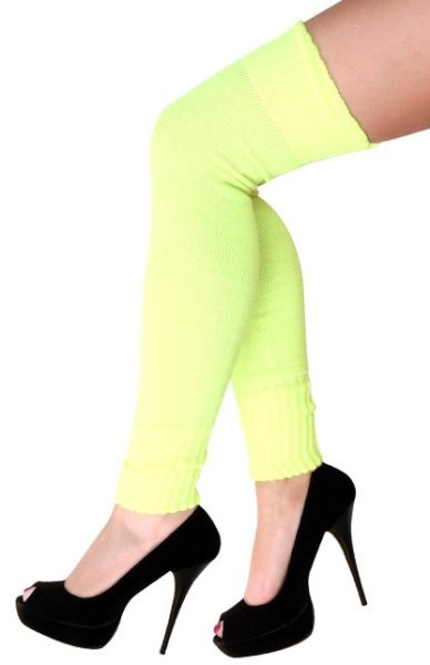 Dames knie over beenwarmers fluor geel