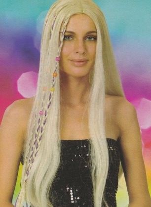 Dames pruik lang Flower Power haar